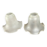 2 abat-jours tulipes anciens en verre dépoli