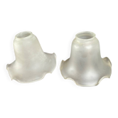2 abat-jours tulipes anciens en verre dépoli