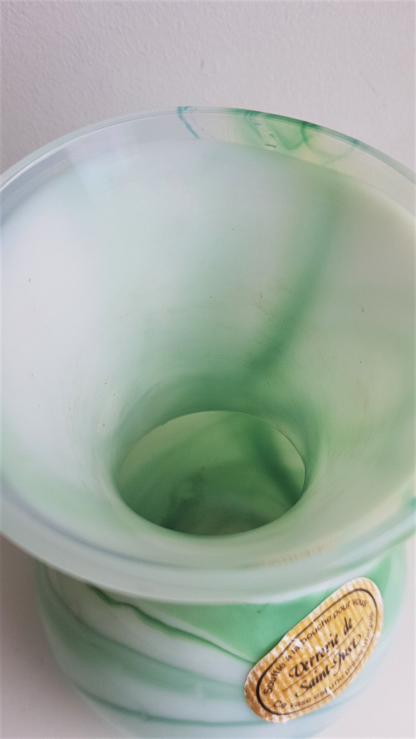 Pastel green glass vase