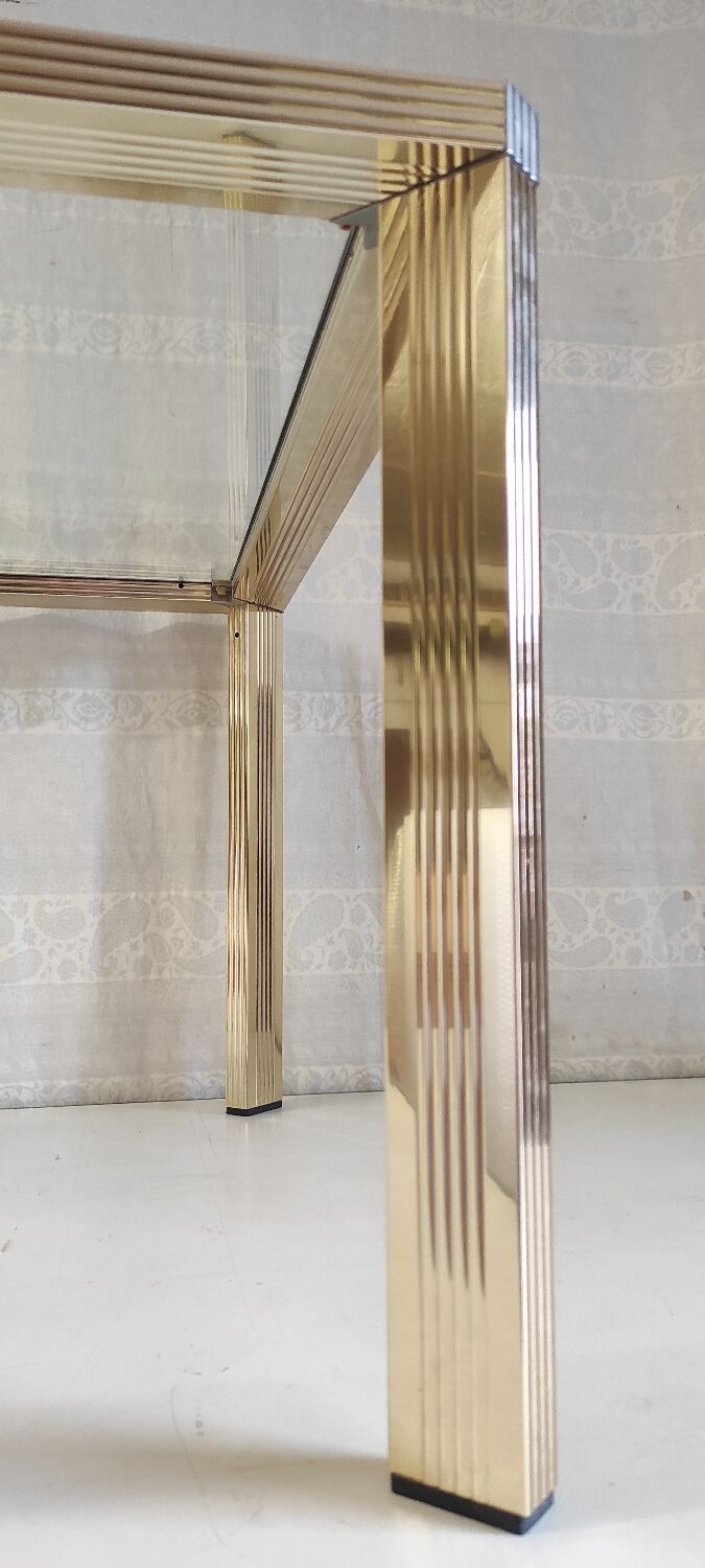 Gold metal and glass coffee table - 70s/80s
