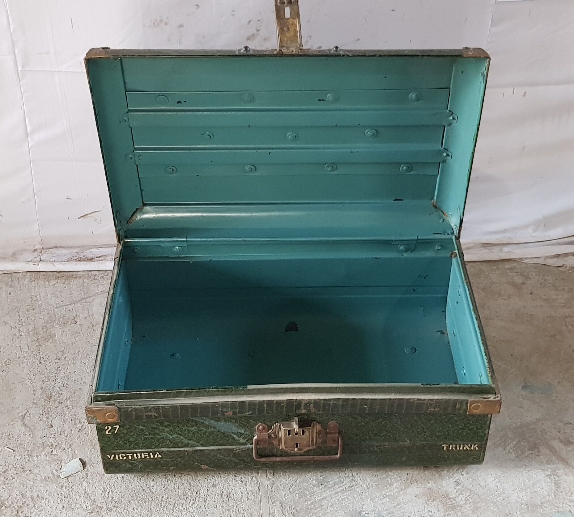 Ancient colonial travel trunk