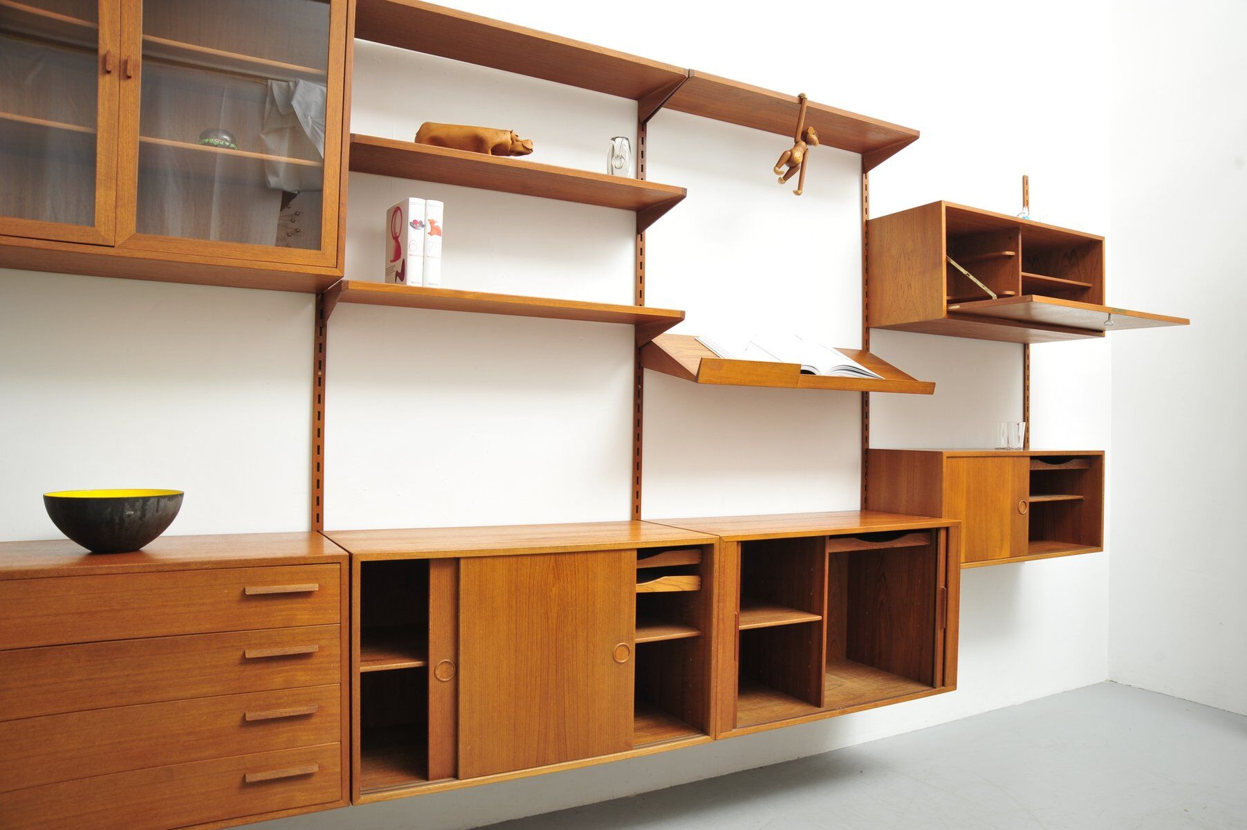 Danish teak wall unit by Kai Kristiansen for Feldballes Møbelfabrik