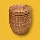 Large vintage wicker basket with lid – circa 1960