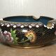 Ashtray, pocket emptier in brass and cloisonné enamel, floral decoration, China