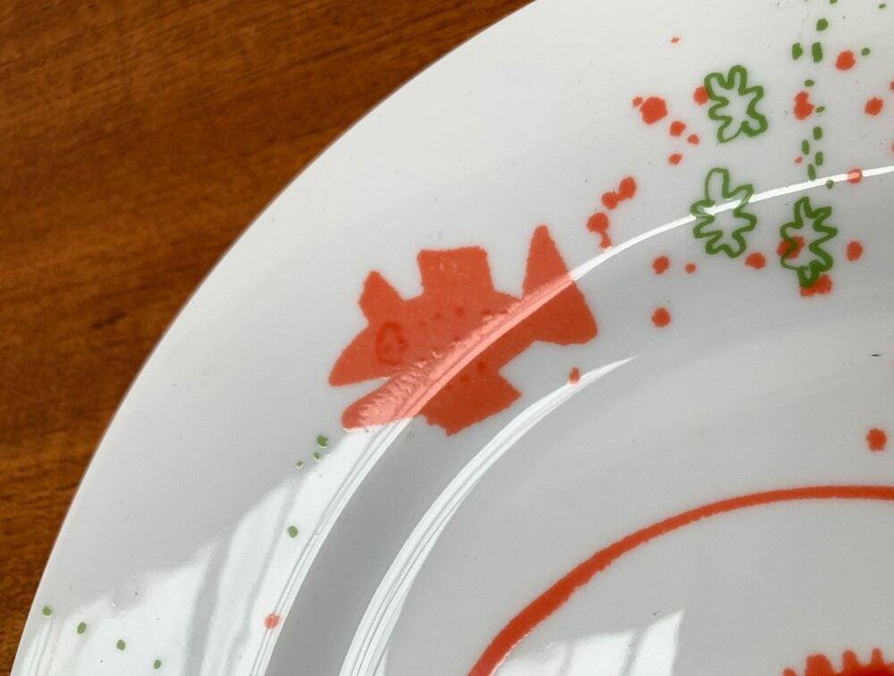 Vintage Postmodern Porcelain Plate with Subsidy Decor by René Fehr for Lengsfeld Porcelain, 1990s