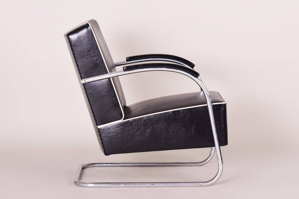 Bauhaus Armchair in Chrome and Leather from Mücke Melder, 1930s