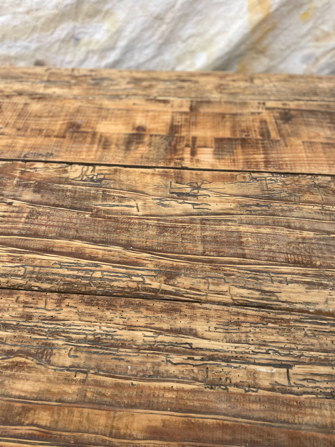 Large antique winemaker's table in solid wood – 230 x 75 x 75 cm