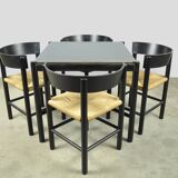 Fritz hansen / scandinavian papercord dining set (5) / mogens lassen / denmark 1960s