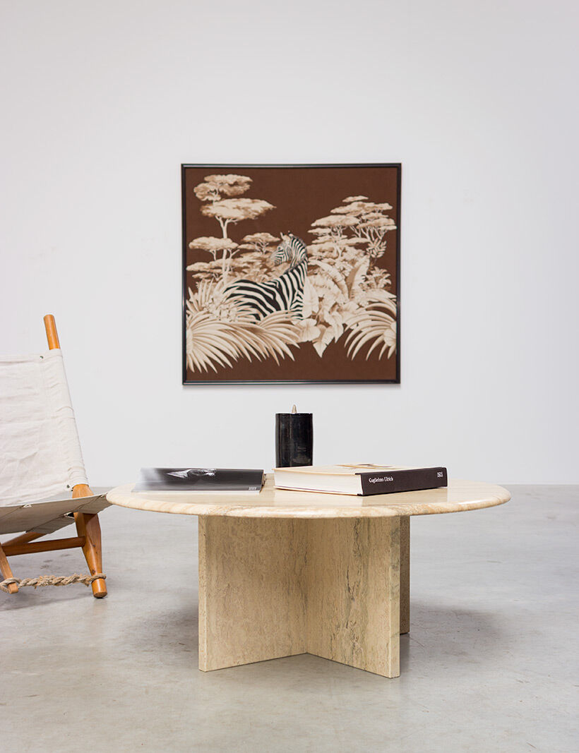 Modernist Round coffee Table in Travertine, 1970s