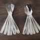 Set of 6 forks and 6 spoons in silver metal with punches