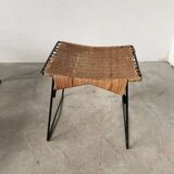 Set of three Raoul Guys wicker and metal stools