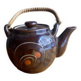 70's ceramic and rattan teapot