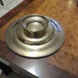 Silver metal dish on foot
