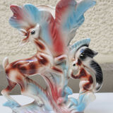 Old vase in polychrome slip deer & squirrel decor