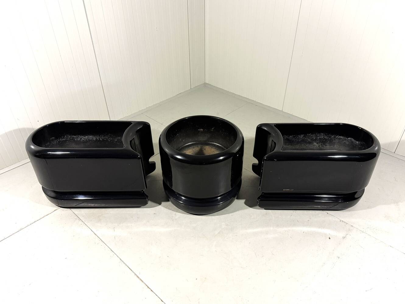 Luigi Colani set of 3 room dividing black planters 1970’s