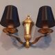 Pair of wall lamps double year 50 in bronze neo-classical style signed Petitot