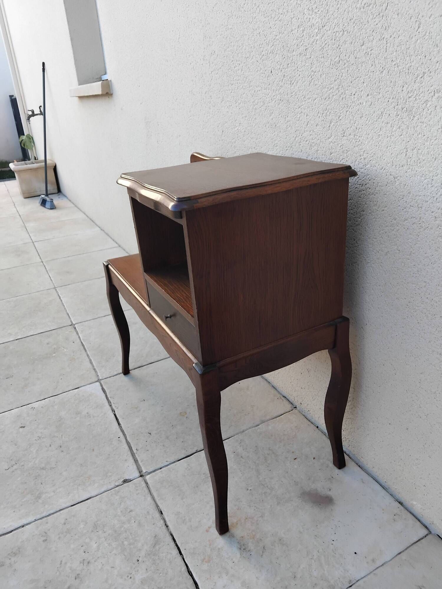 Ancien meuble de téléphone vintage année 80 avec assise