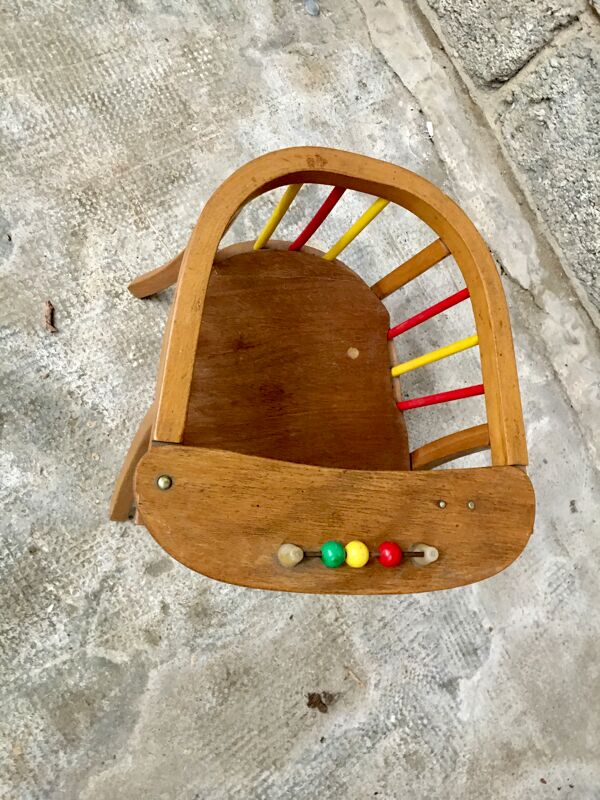 Chaise fauteuil  enfant vintage en bois par Baumann 1950