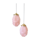 Art Deco glass suspensions from Clichy in pink – Skyscraper style