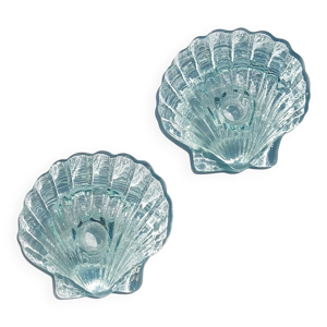 Paire de bougeoirs en - coquillage