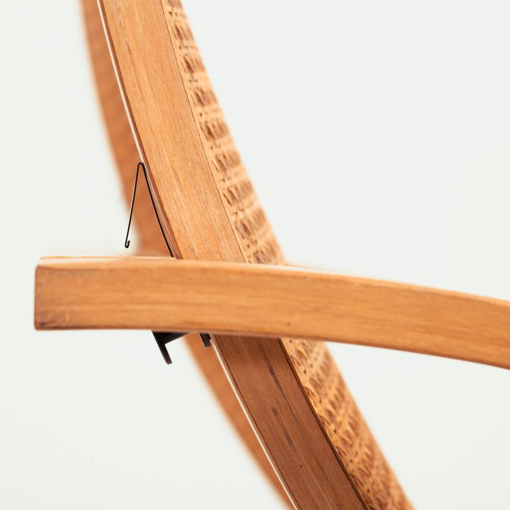 Gijs Bakker folding lounge chair rattan webbing for Castelijn, 1970s