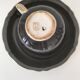 Large black, yellow iridescent and white Art Deco Saint-Amand cup.