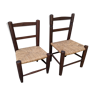 Duo de chaises en bois paillées pour enfants