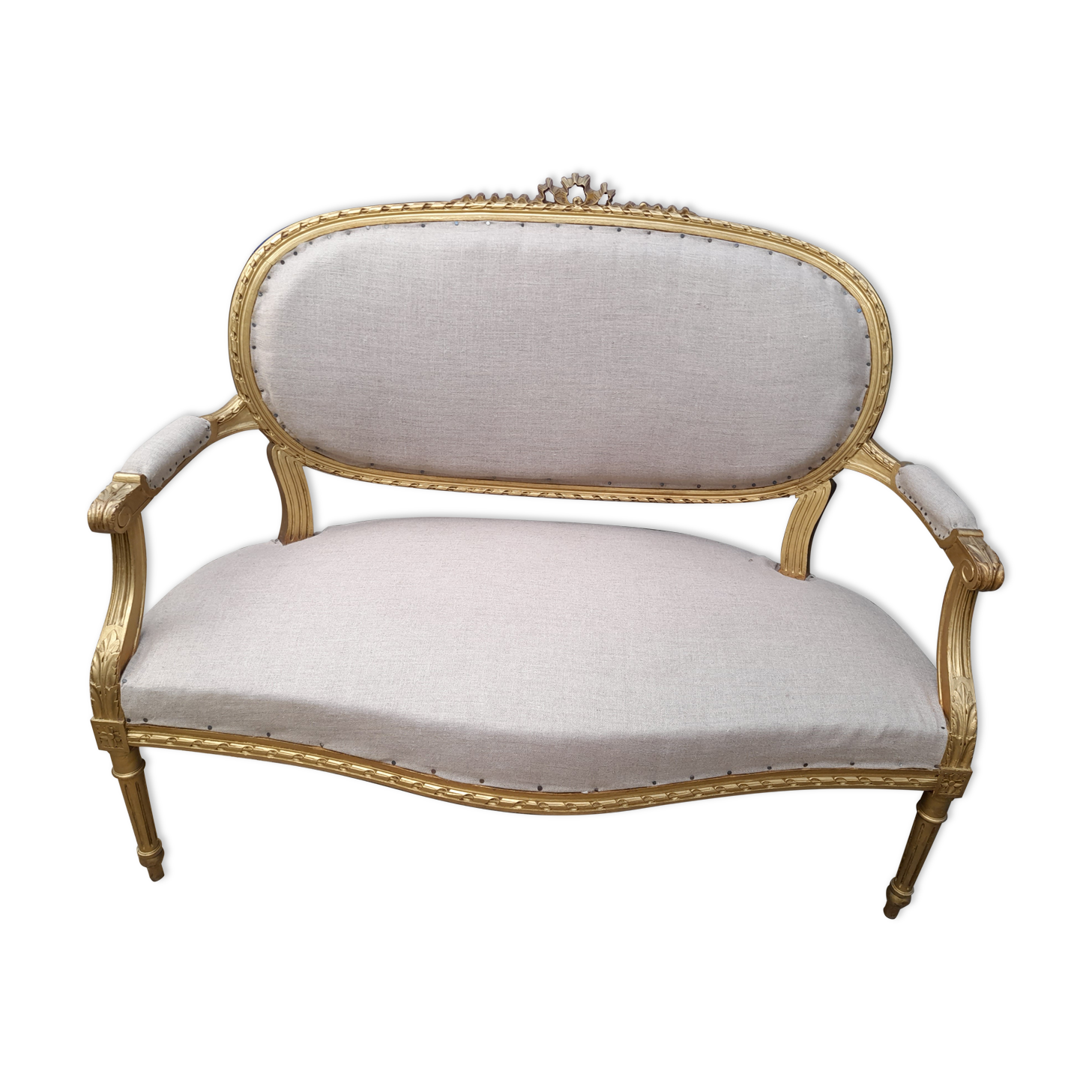 Two-seater bench wood fabric