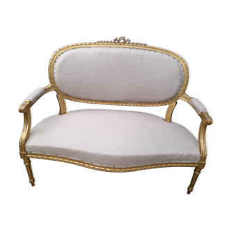 Two-seater bench wood fabric