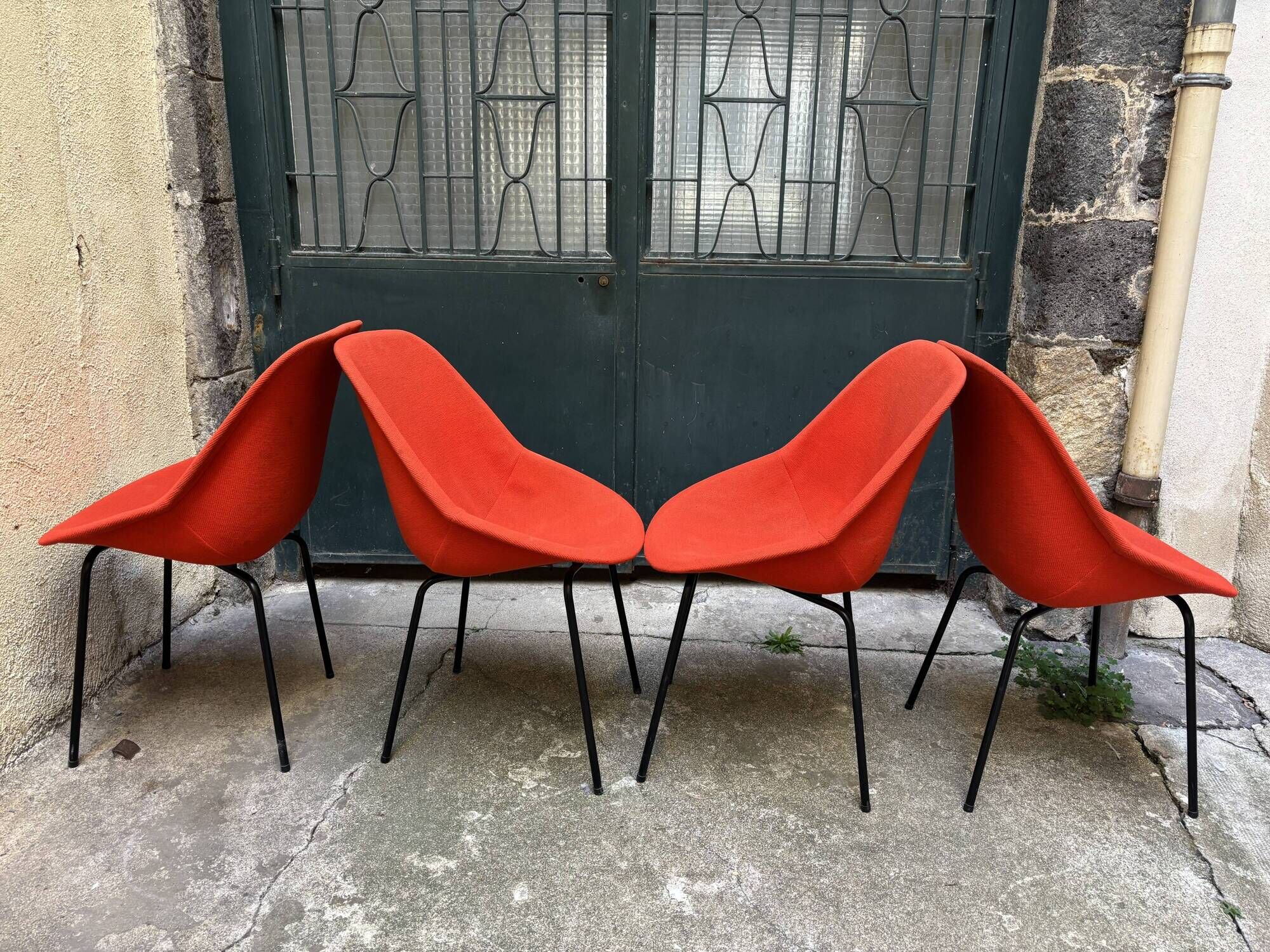 Set of 4 Geniève chairs by Dangles and Christian Defrance 1950