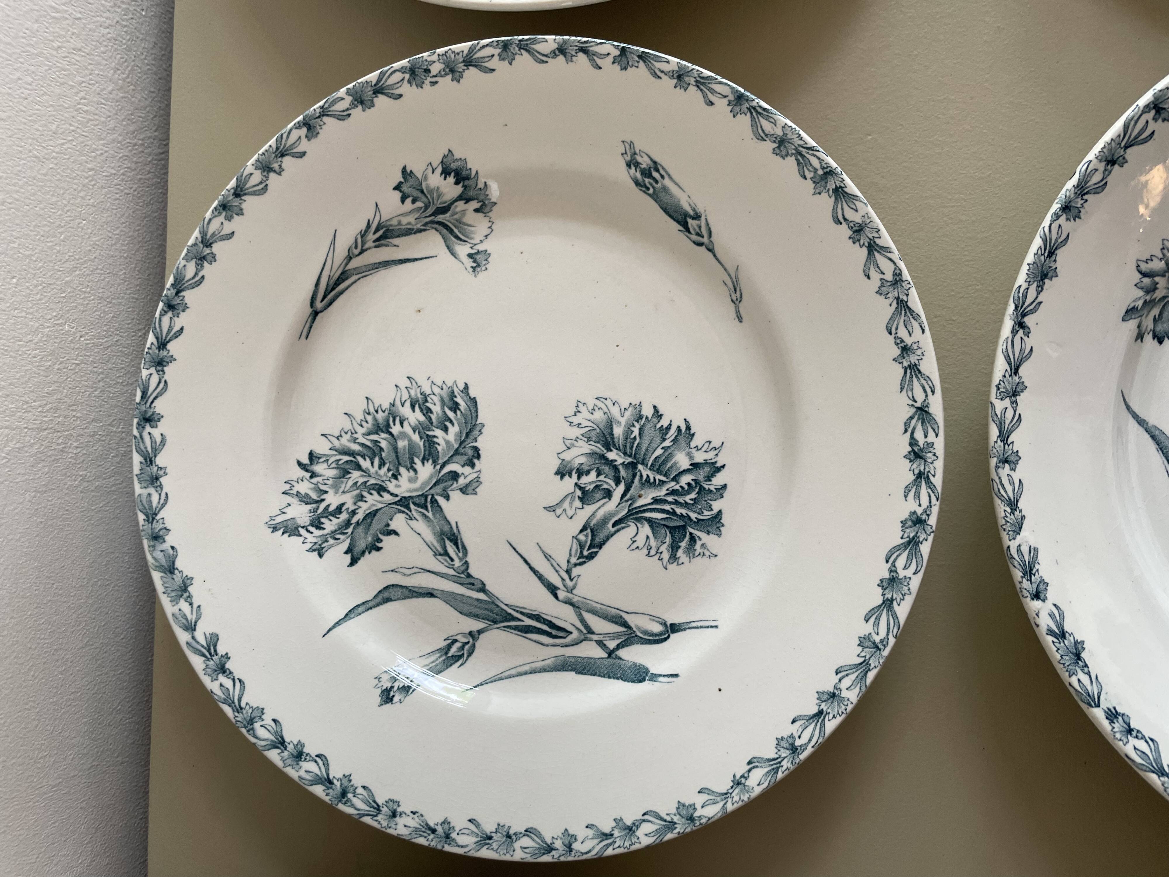 Set of 10 Lunéville ironstone soup plates, Oeillet model
