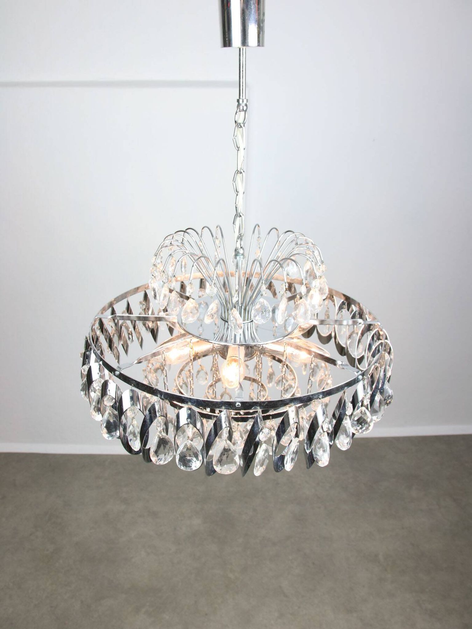 Vintage Viennese Medium Sized Crystal Chandelier, 70s