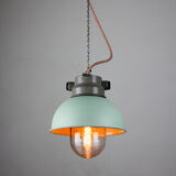 Vintage mint industrial hanging light from TEP