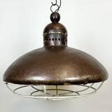 Large Brown Industrial Lamp with Iron Grid, 1960s