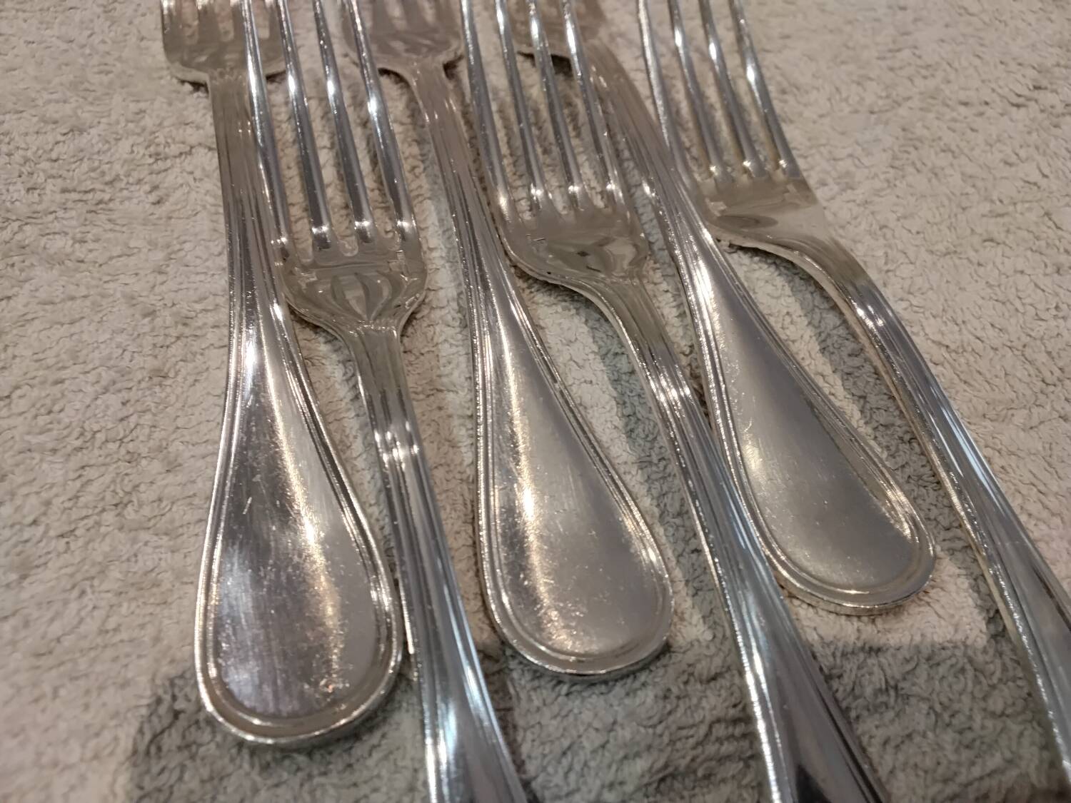 6 silver-plated dessert forks by Christofle, Albi pattern