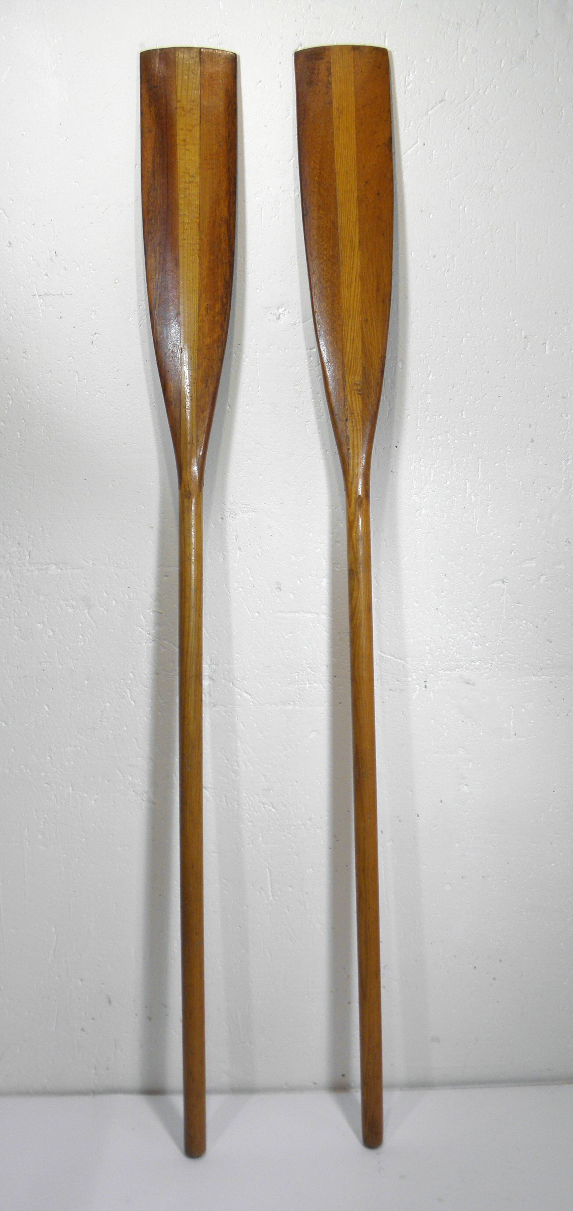 Pair of wooden oars