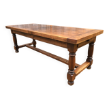 Farmhouse table with cat bar in solid oak with 1 drawer