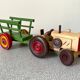 Wooden tractor with trailer, antique toy