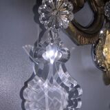 Pair of asymmetrical appliques, gilded bronze and crystal tassels, Louis XV style