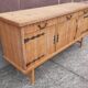 Console table in rattan and bamboo, (Attributed to Audoux-Minet)