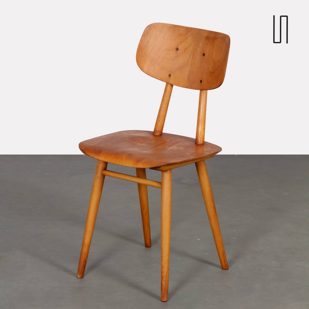 Wooden chair produced by Ton, 1960