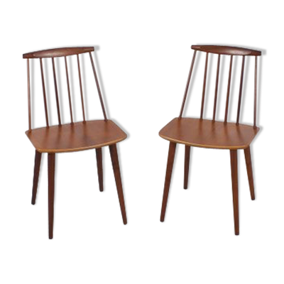 Paire de chaises en teck Folke Palsson J77 par FDB Møbelfabrik Folke Pålsson