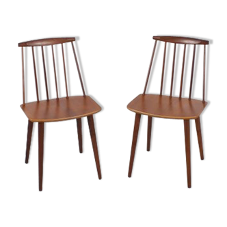 Paire de chaises en teck Folke Palsson J77 par FDB Møbelfabrik Folke Pålsson