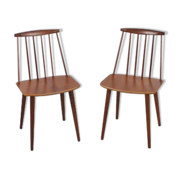 Pair of chairs in teak Folke Palsson d77 by FDB Møbelfabrik Folke Palsson