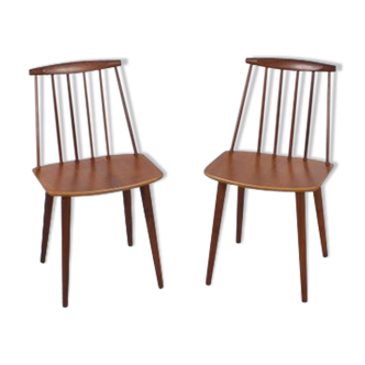 Pair of chairs in teak Folke Palsson d77 by FDB Møbelfabrik Folke Palsson