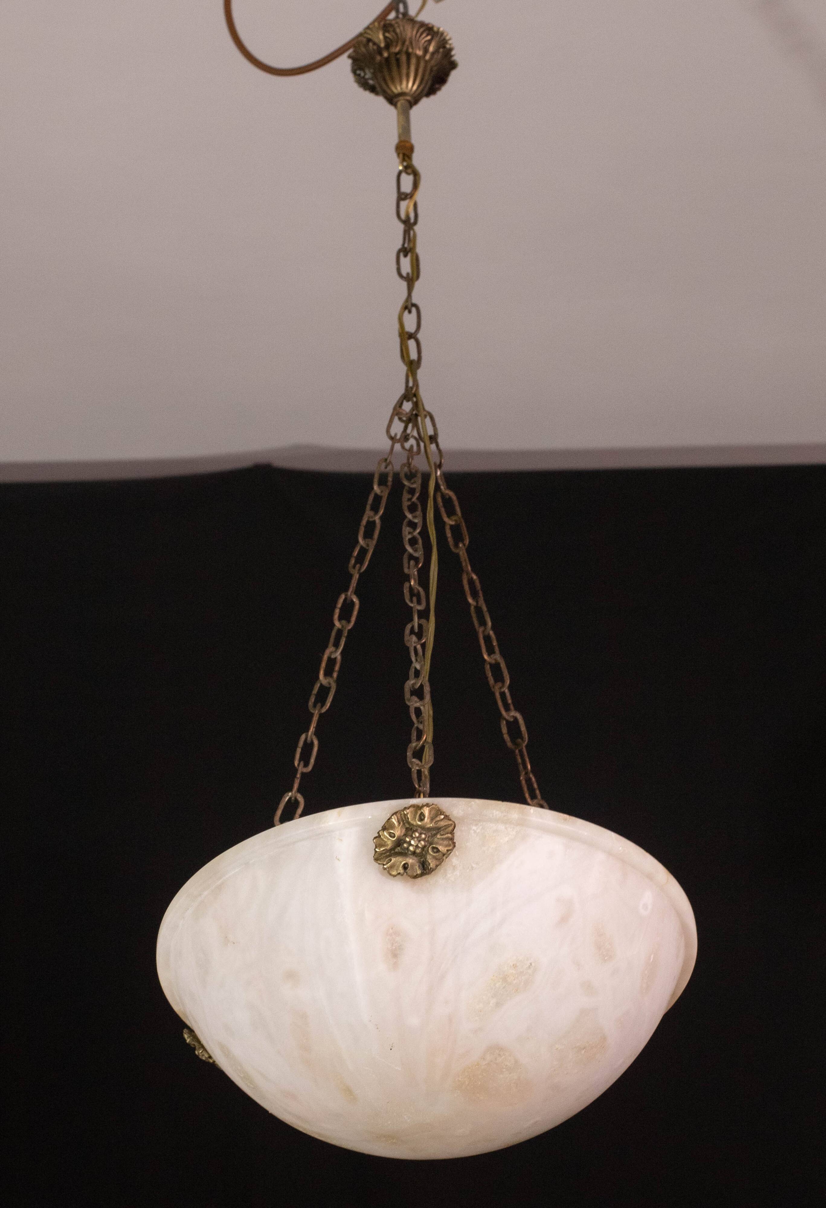 Liberty white alabaster chandelier, 1940s