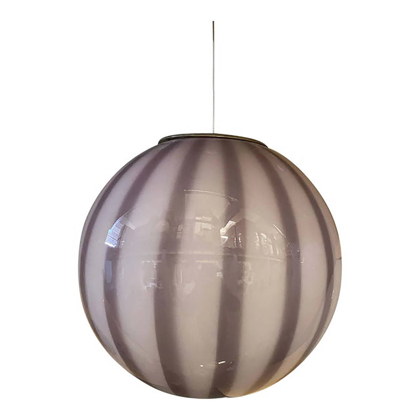 Contemporary Violet and White/Gray Sphere Pendant in Glass