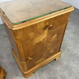 Pair of art deco burl bedside tables, 1930