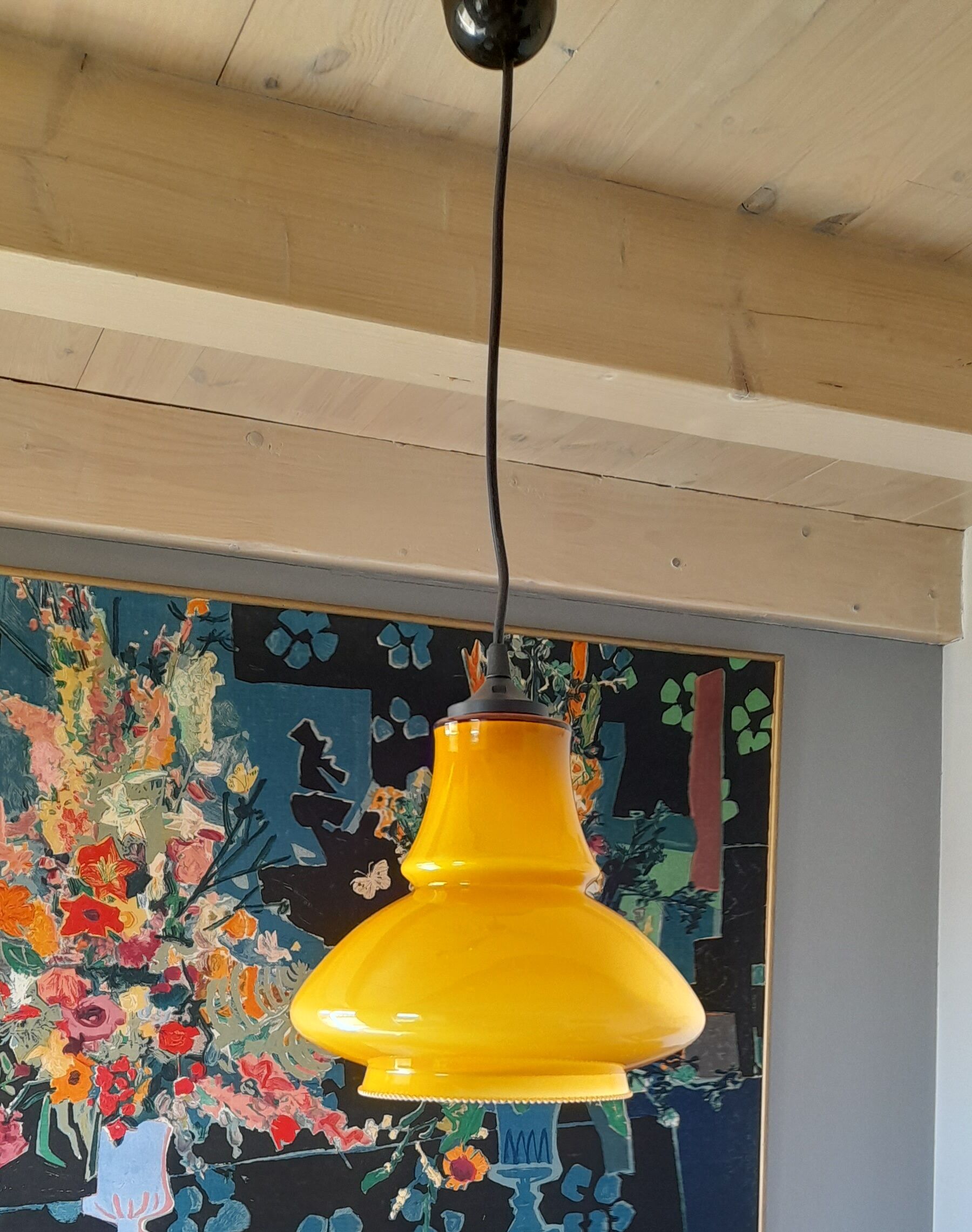 Suspension en opaline orange 70s