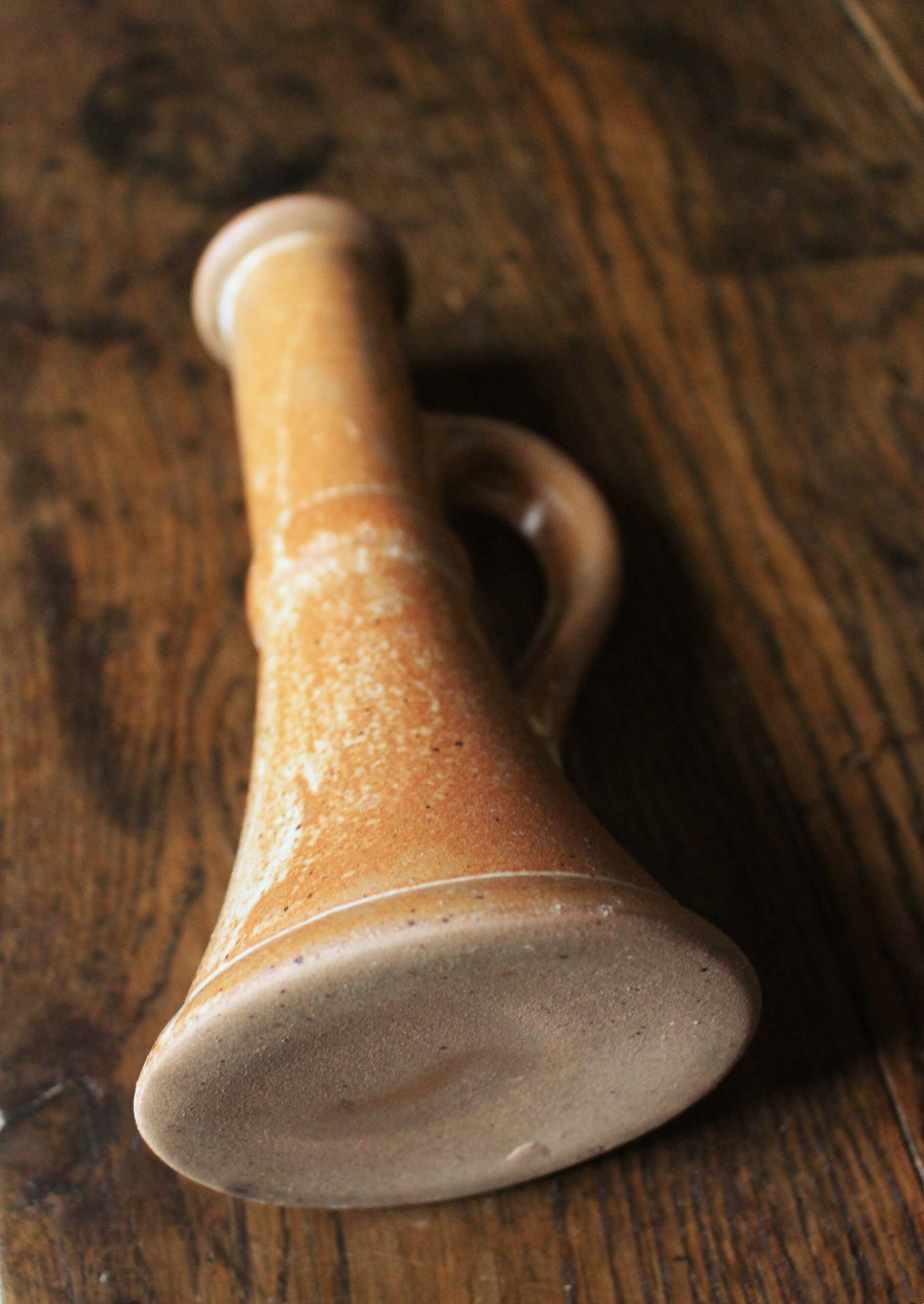 Marbled stoneware candlestick with vintage handle